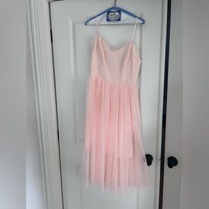 Betsey Johnson Pink Tweed & Tulle Midi Dress 4